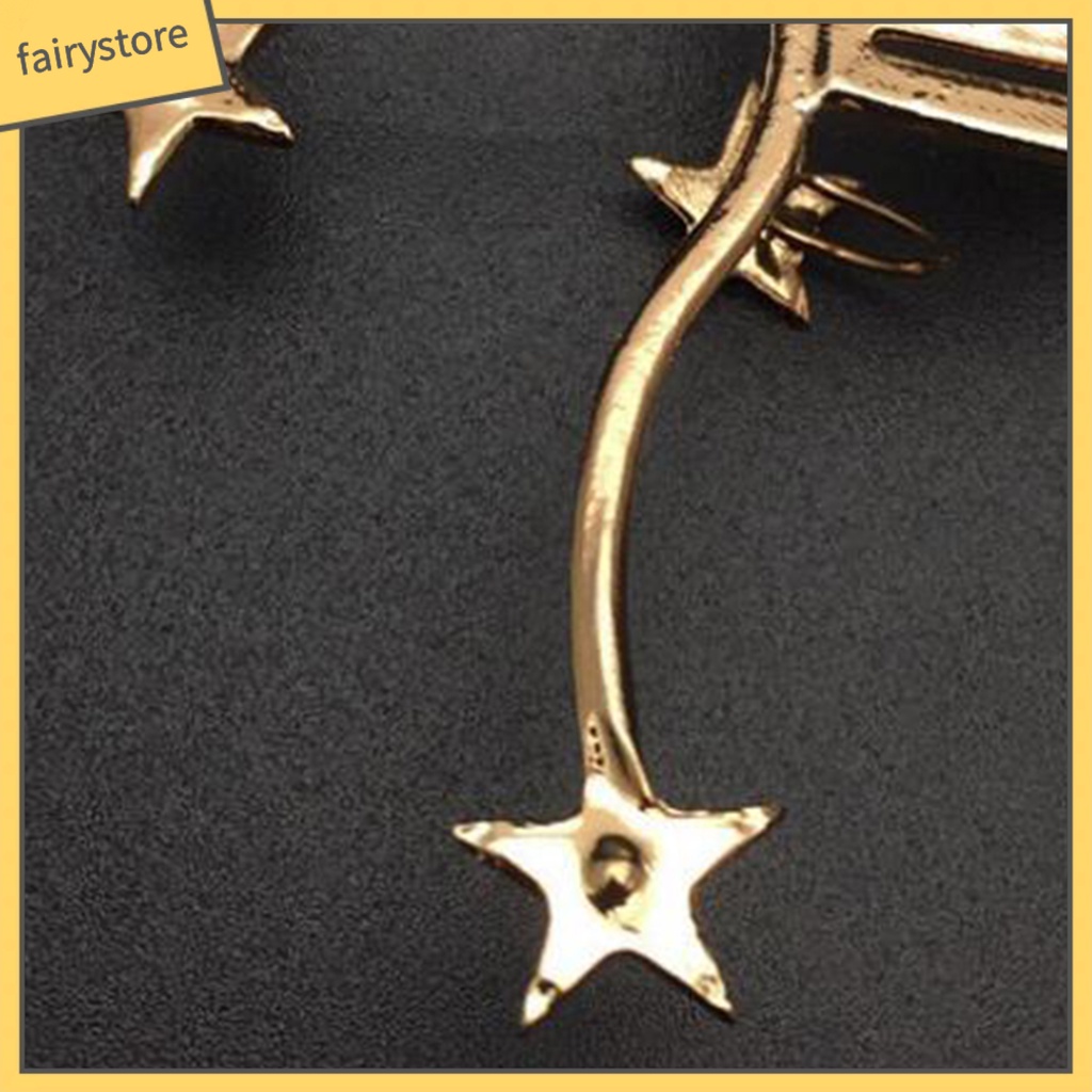 1 Khuyên Kẹp Vành Tai Không Xỏ Lỗ Hình Quạt / Ngôi Sao Đính Pha Lê Lấp Lánh Thời Trang Dự Tiệc Cho Nữ
