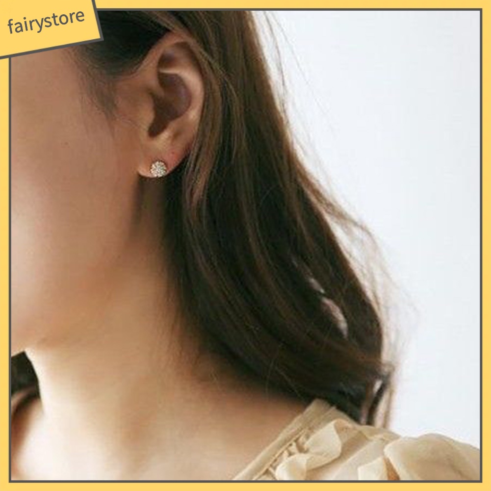 Bông Tai Tròn Đính Đá Toàn Diện Thanh Lịch Cho Nữ