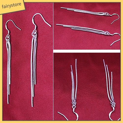 [FRO] Bông Tai Móc Tua Rua Mạ Bạc Trang Sức Đám Cưới Dành Cho Nữ