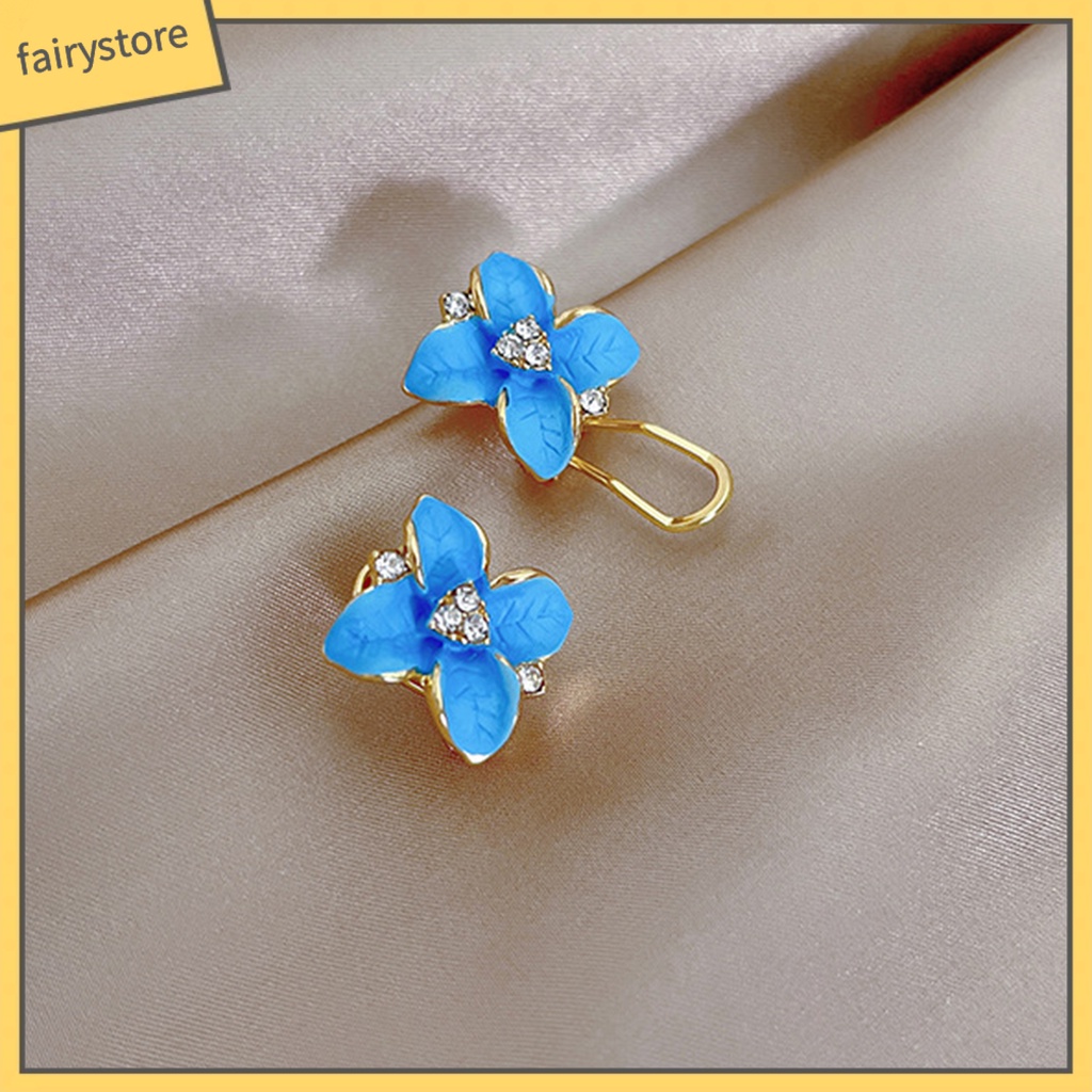 1 Đôi Bông Tai Hình Học Đính Đá Lấp Lánh Thời Trang Cho Nữ