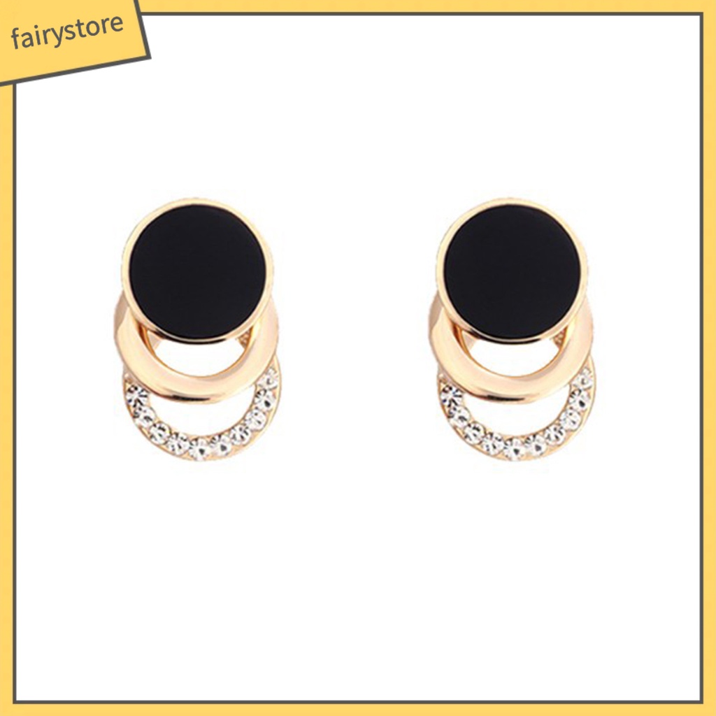 1 Đôi Bông Tai 3 Vòng Tròn Đính Đá Lấp Lánh Thời Trang Dành Cho Nữ