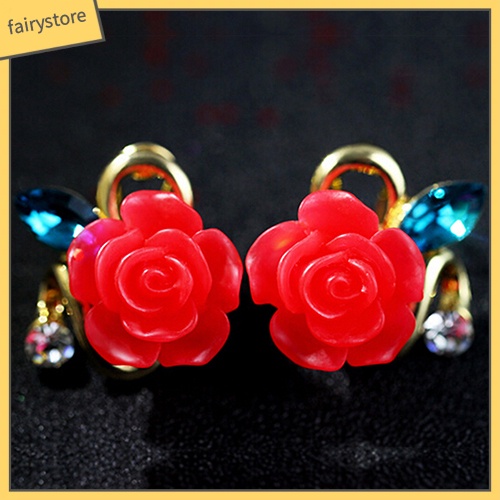 Bông Tai Hình Hoa Hồng Bằng Resin Dễ Thương Cho Nữ