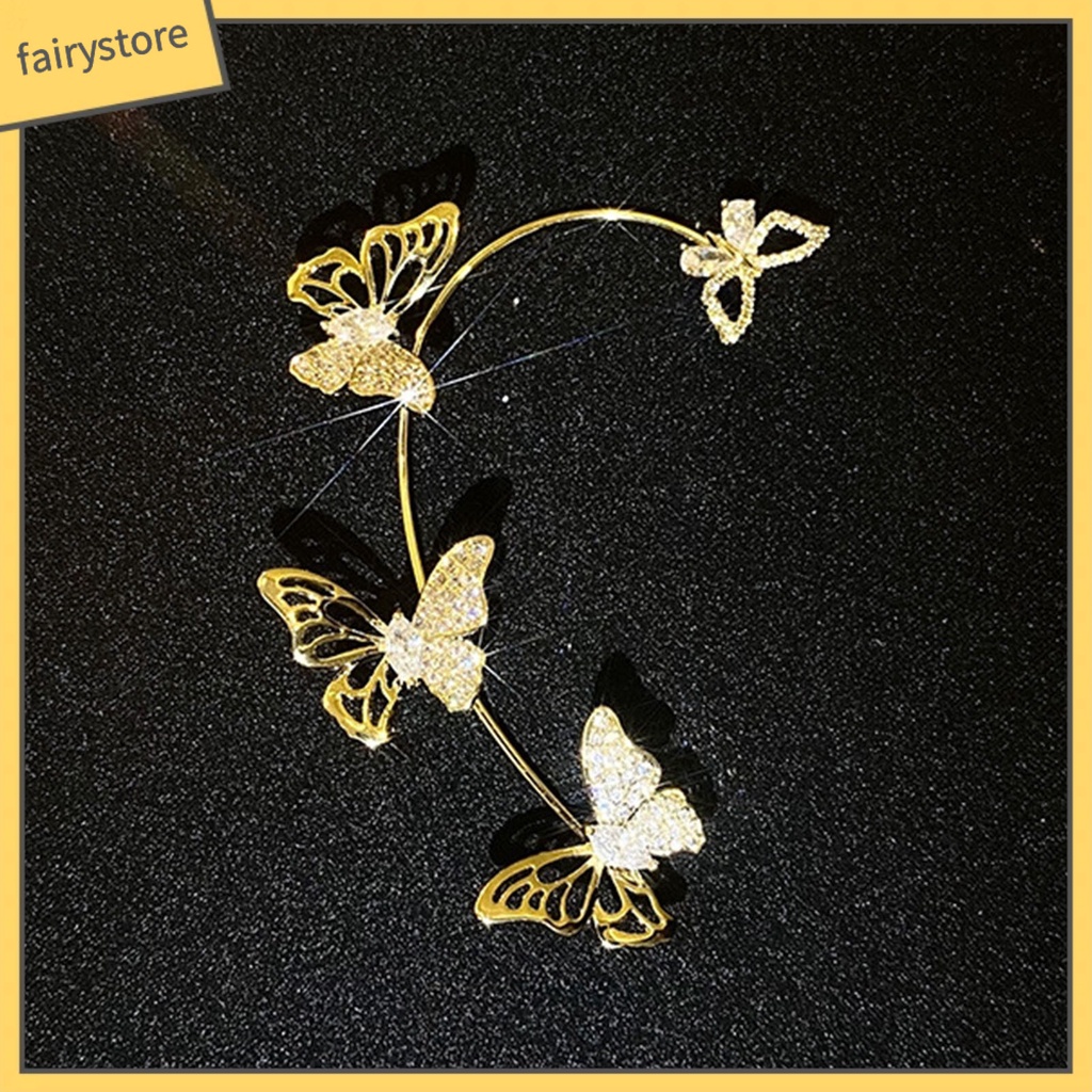 1 Khuyên Kẹp Vành Tai Hình Bướm Rỗng Không Cần Xỏ Lỗ Phong Cách Hàn Quốc Tinh Tế Dành Cho Tiệc Cưới