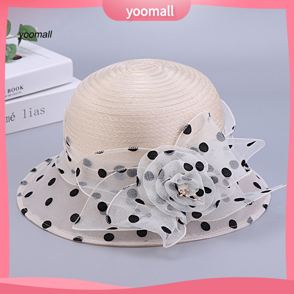 Mũ Tai Bèo Thoáng Khí Chống Tia UV Họa Tiết Chấm Bi / Hoa Xinh Xắn Cho Nữ