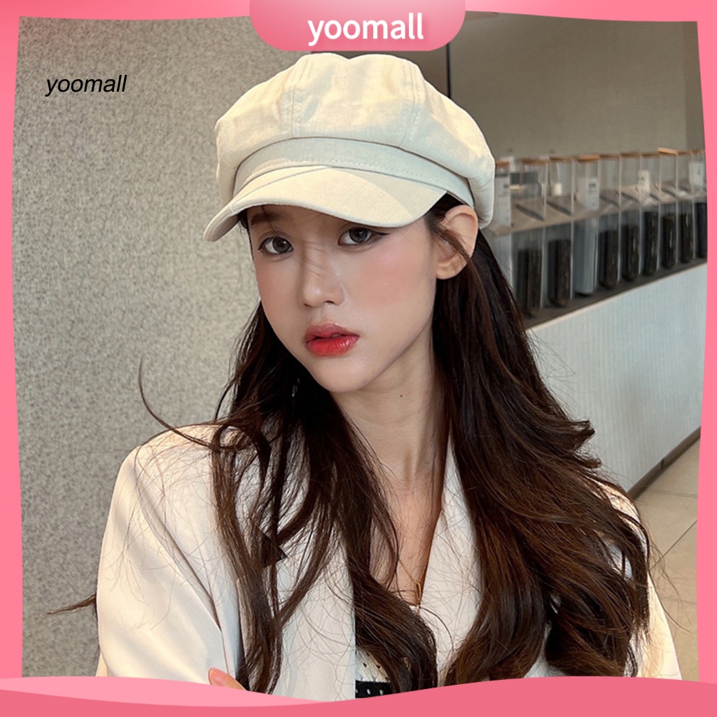 Mũ Beret Cotton Màu Trơn Giữ Ấm Thời Trang