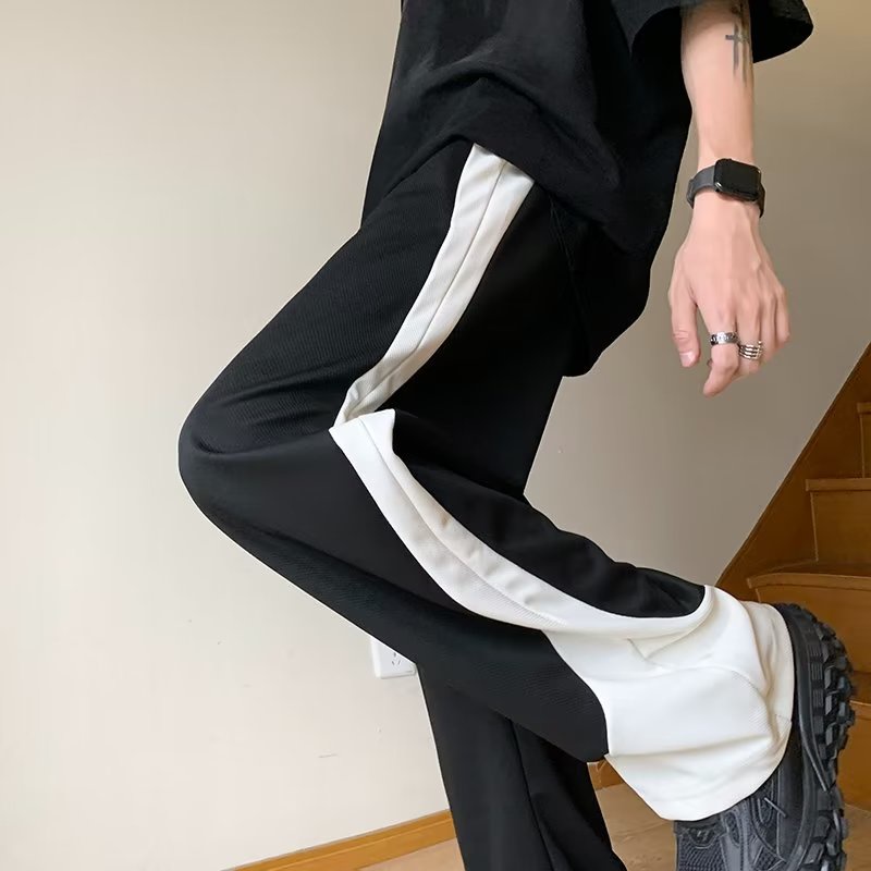 Quần Thể Thao Ống Rộng Phối Màu Sắc Tương Phản Phong Cách Hong Kong Cho Nam