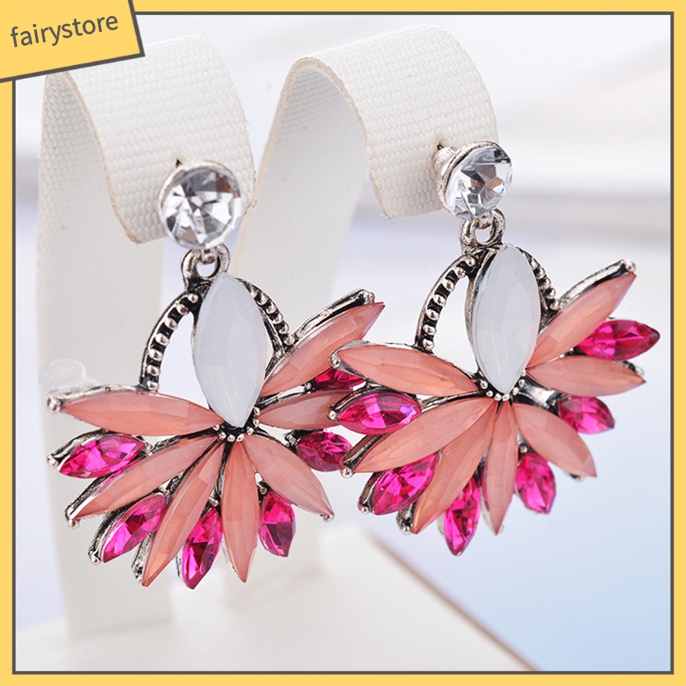 Đôi Khuyên Tai Hình Hoa Đính Đá Phong Cách Boho Thời Trang Cho Nữ