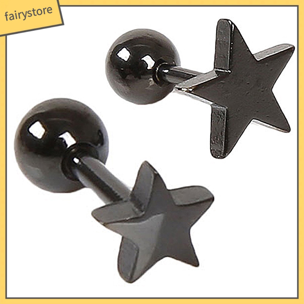 1 Đôi Bông Tai Hình Ngôi Sao Năm Cánh Bằng Hợp Kim Unisex