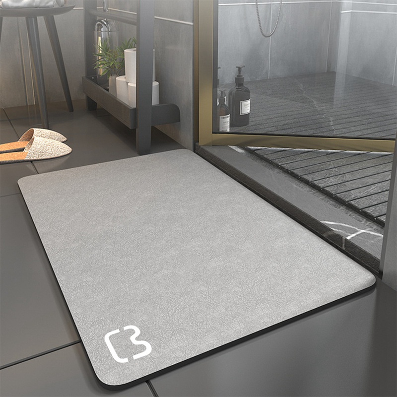 Thảm Chùi Chân Siêu Thấm Nước, Chống Trượt, Màu Xám Dùng Cho Nhà Tắm