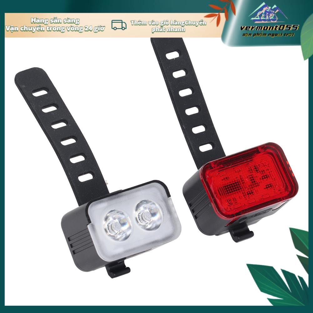 Vermont055 Đèn Xe Đạp Sạc Bộ Chống Nước IPX6 Đi Đêm An Toàn Trước LED Họa Tiết Rằn Ri Nét Ta 016RAR