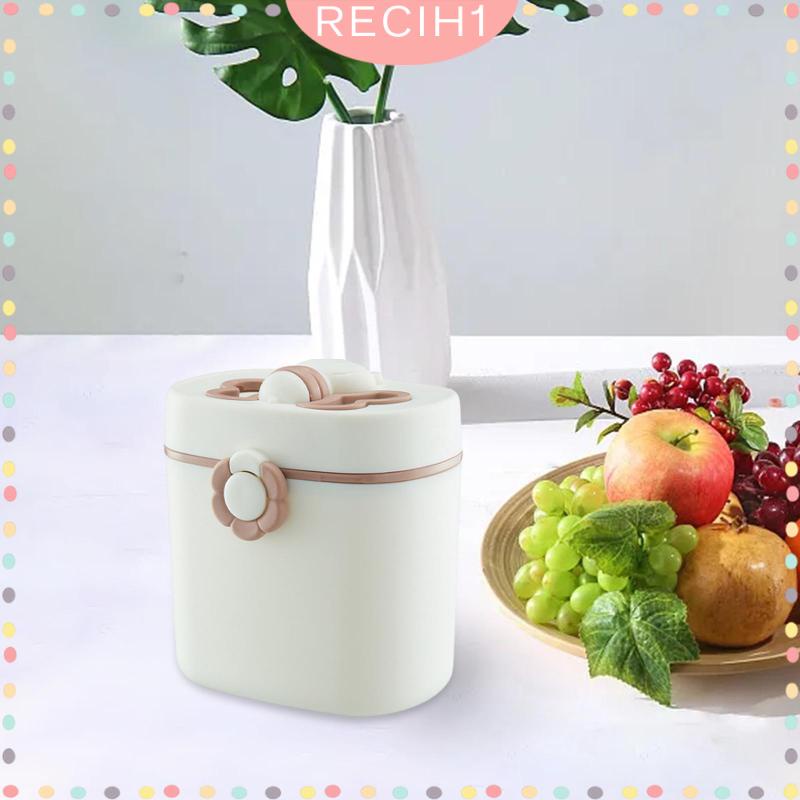 [Recih] Hộp Đựng Thức Ăn / Sữa Bột Em Bé Có Nắp Đậy Kín Và Tay Cầm Có Thể Gập Lại Chống Rò Rỉ Dùng Khi Đi Cắm Trại