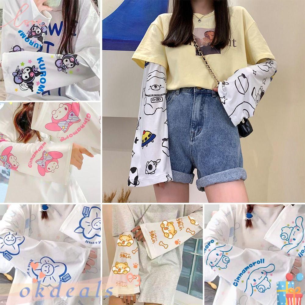 Găng Tay Chống Nắng UV Thoáng Khí In Họa Tiết Hoạt Hình Bảo Vệ Cánh Tay Khi Lái Xe