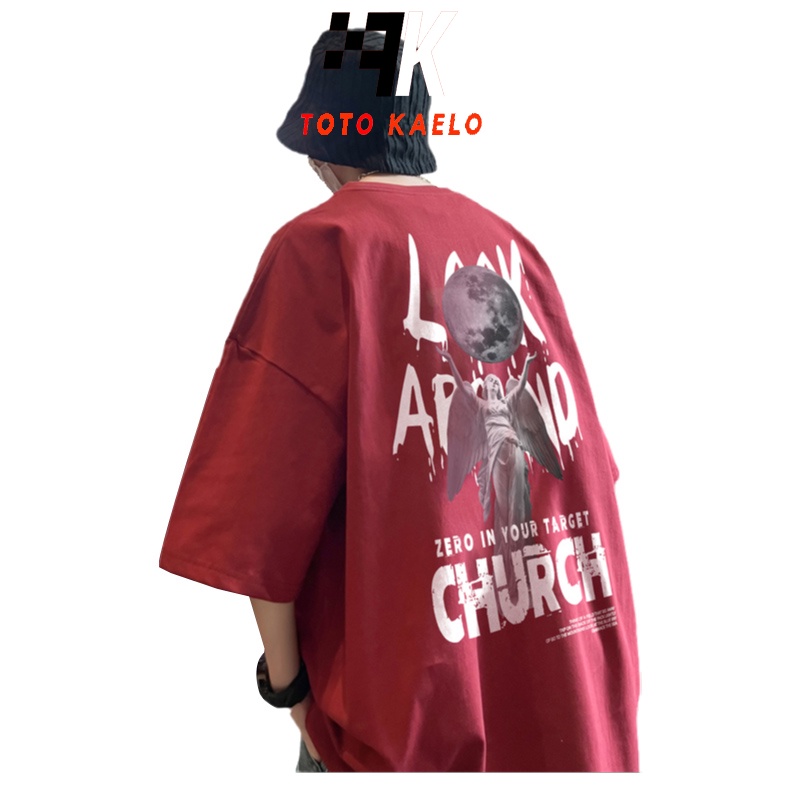 TOTOK Áo phông áo thun unisex Ngắn Tay Cổ Chữ V In Chữ Phong Cách hip hop RE0108