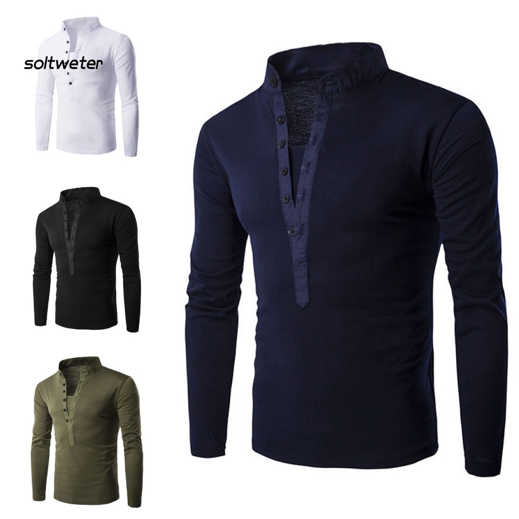 Áo Sơ Mi Cổ Đứng Dáng Ôm Màu Trơn Thời Trang Mùa Xuân Sang Trọng Cho Nam