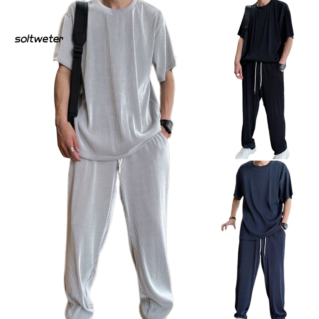 1 Bộ Áo Cổ Thuyền Màu Trơn Phối Quần Dài Dáng Rộng Thời Trang Mùa Hè Cho Văn Phòng