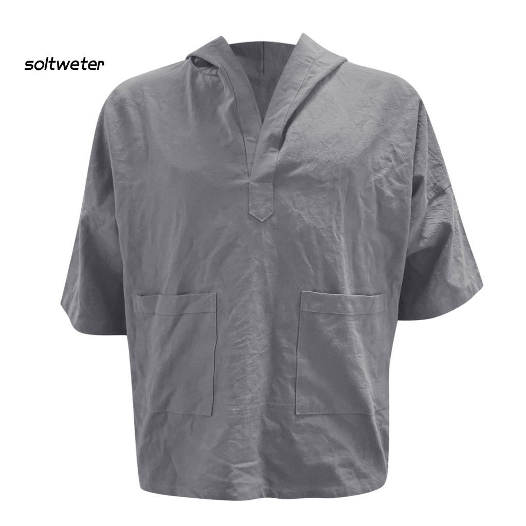 1 Bộ Quần Short Dáng Rộng Màu Trơn Phối Túi Thời Trang Mùa Hè Cho Nam