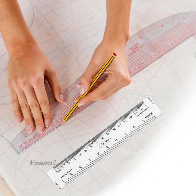 [Fenteer1] Thước Đo Acrylic Trong Suốt Cho Bu Lông Utm, Usng, Coordinates Land Directions