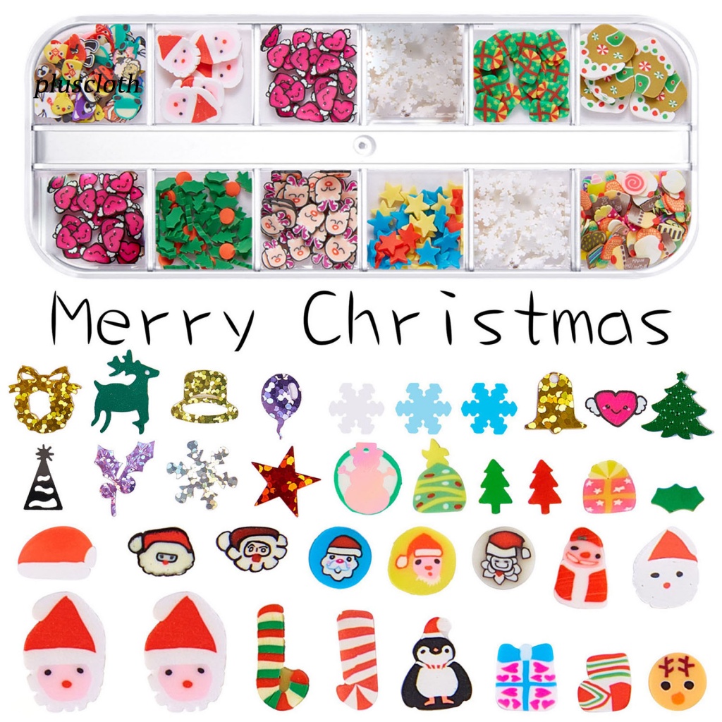 1 Hộp Phụ Kiện Trang Trí Móng Tay Nghệ Thuật Tạo Hiệu Ứng 3D Siêu Mỏng Phong Cách Giáng Sinh Cho Nữ