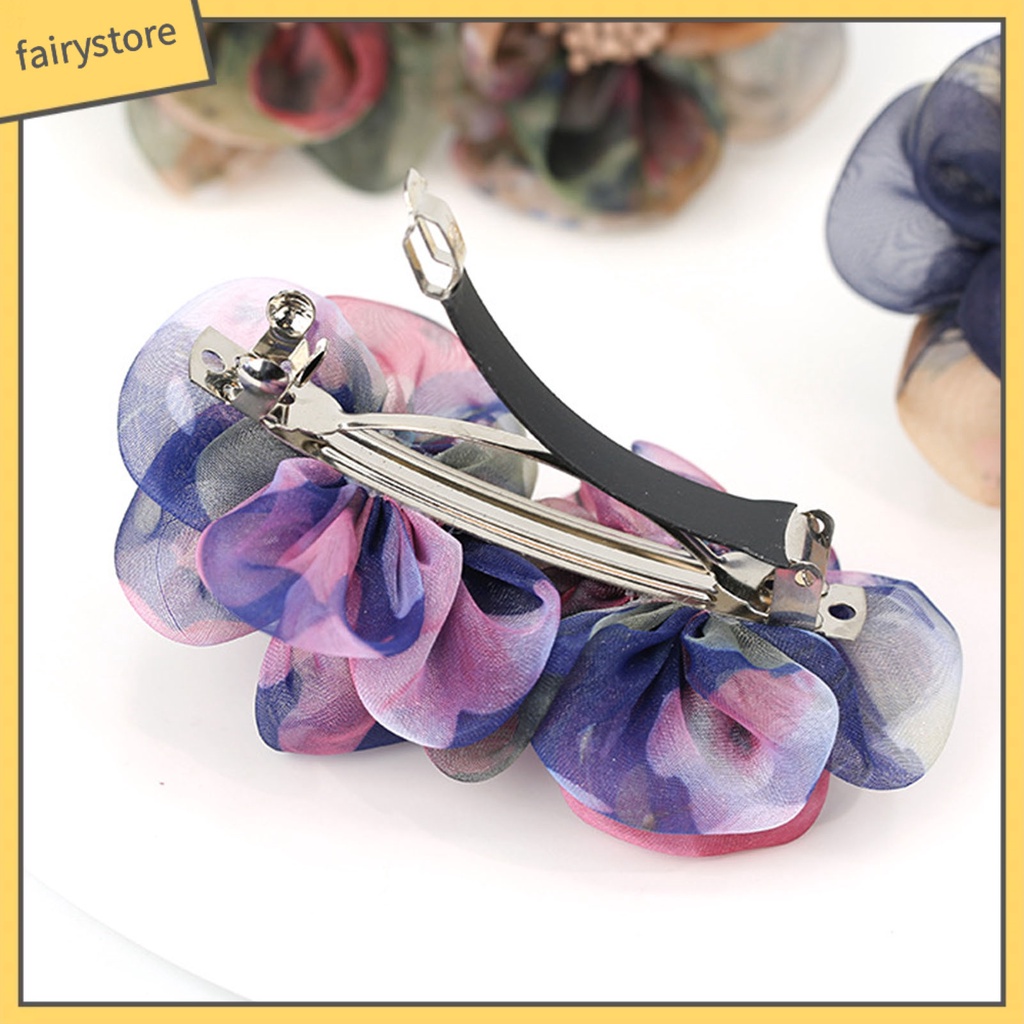 Kẹp Tóc Hình Hoa Sợi Lưới Chống Trượt Sang Trọng Cho Nữ