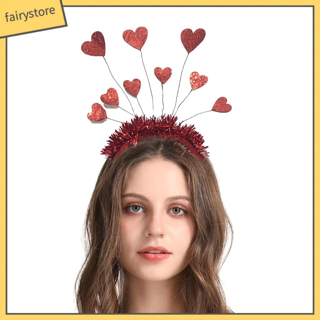 [FRO] Băng Đô 9 Trái Tim Lấp Lánh Co Giãn Tốt Trang Trí Tiệc Có Thể Tái Sử Dụng Cho Ngày Lễ Tình Nhân