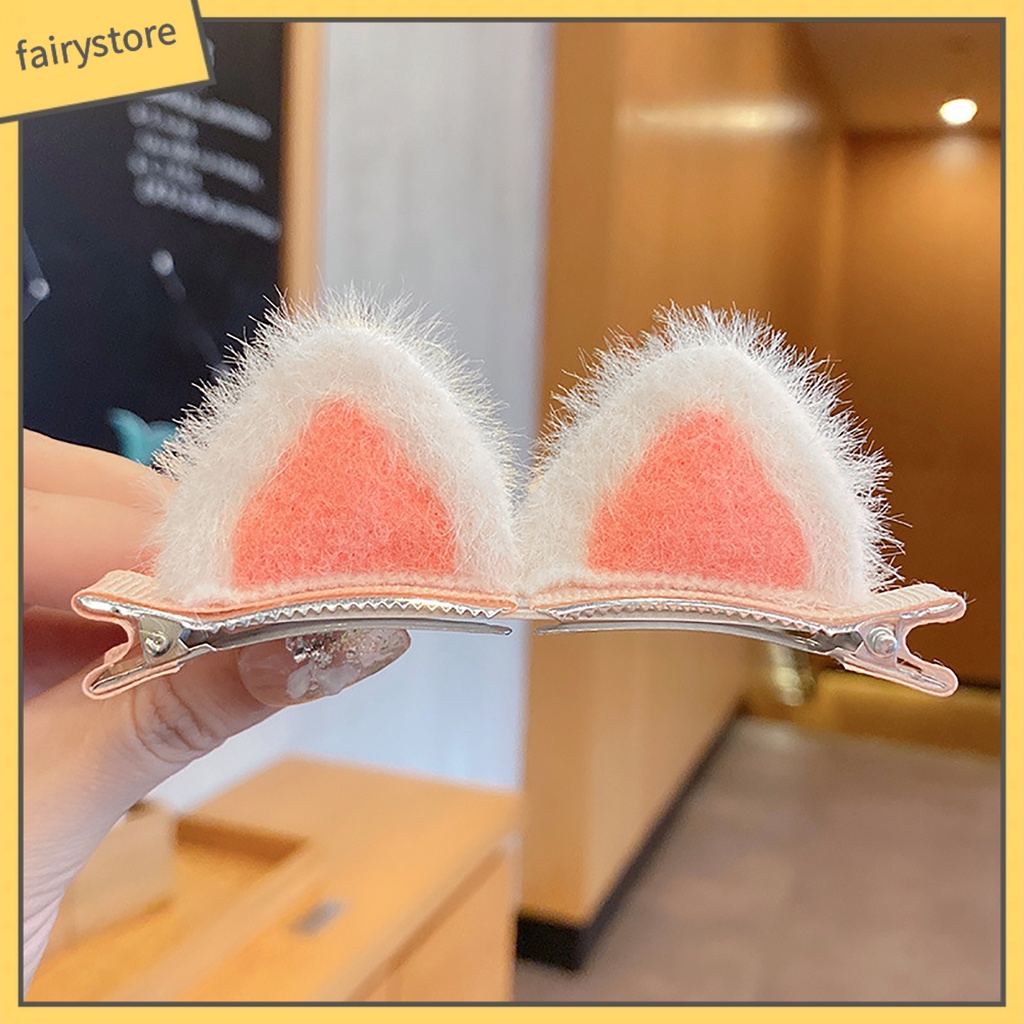 Set 10 Kẹp Tóc Hình Tai Mèo Có Răng Nhỏ Co Giãn Chống Trượt Màu Sắc Tương Phản Trang Trí Biểu Diễn Cho Bé Gái