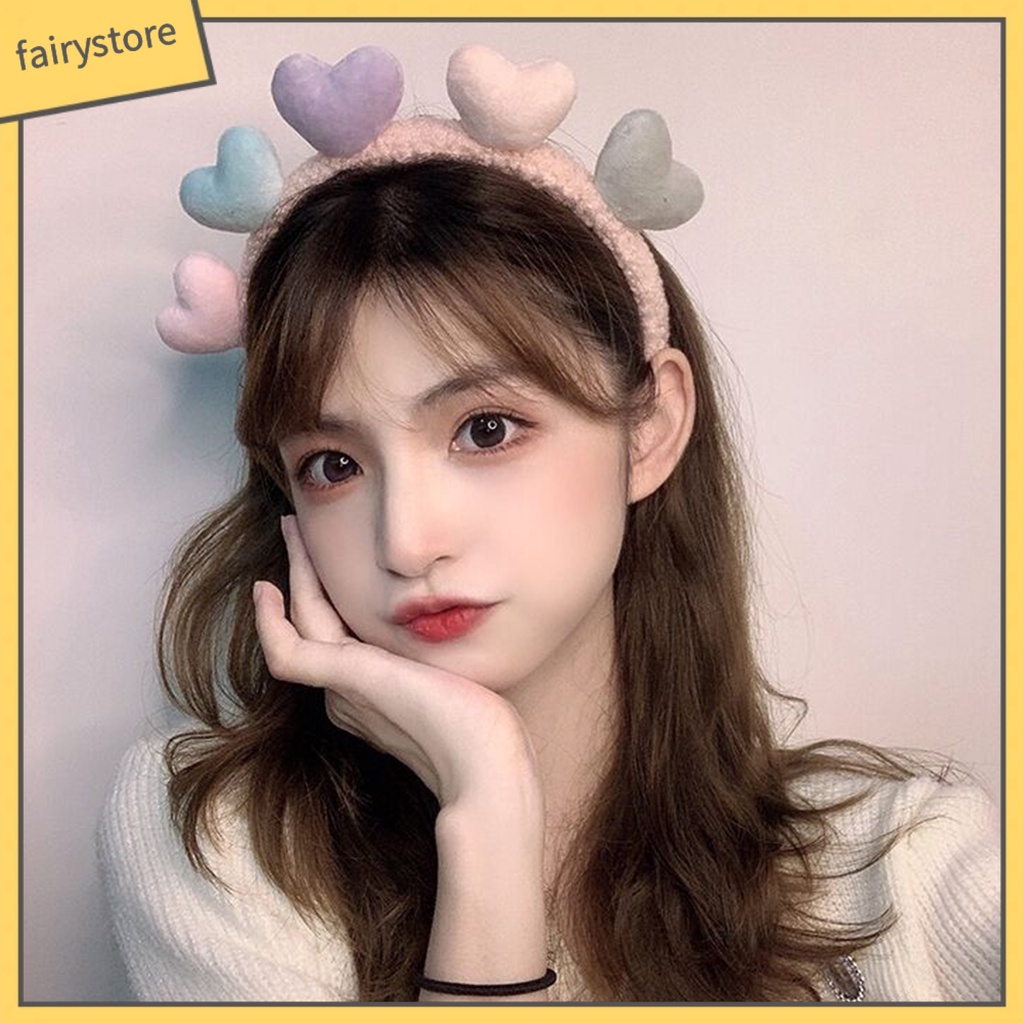 Băng Đô Nhung Mềm Mại Họa Tiết Trái Tim Nhiều Màu Sắc Cho Nữ