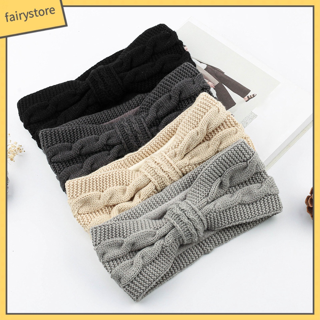 Băng Đô Dệt Kim Co Giãn Màu Trơn Thắt Nơ Thời Trang Thu Đông Dành Cho Nữ Rửa Mặt