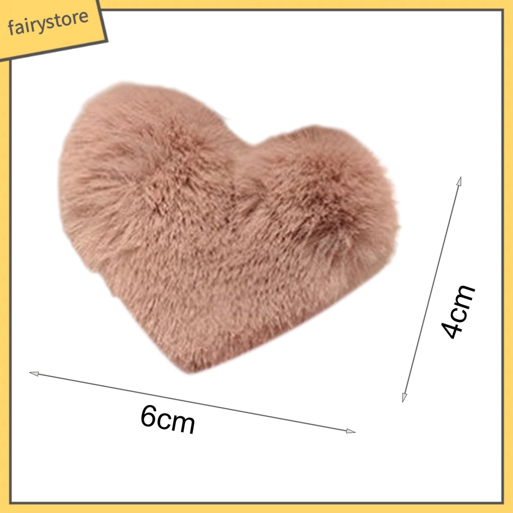 Kẹp Tóc Đính Lông Chồn Nhân Tạo Hình Trái Tim Màu Sắc Ngọt Ngào Chống Trượt Cho Bé
