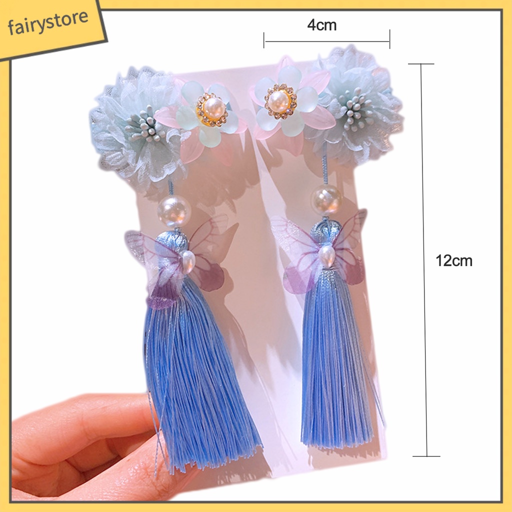 Kẹp Tóc Đính Bóng Lông Tua Rua Phong Cách Vintage Cho Nữ