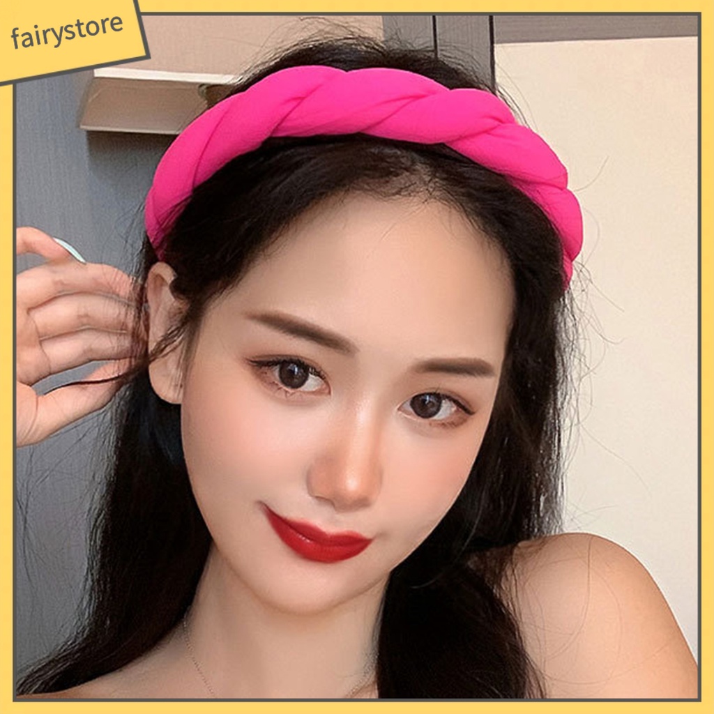 Băng Đô Cài Tóc Bằng Xốp Đàn Hồi Màu Sắc Trơn Cổ Điển Dành Cho Nữ