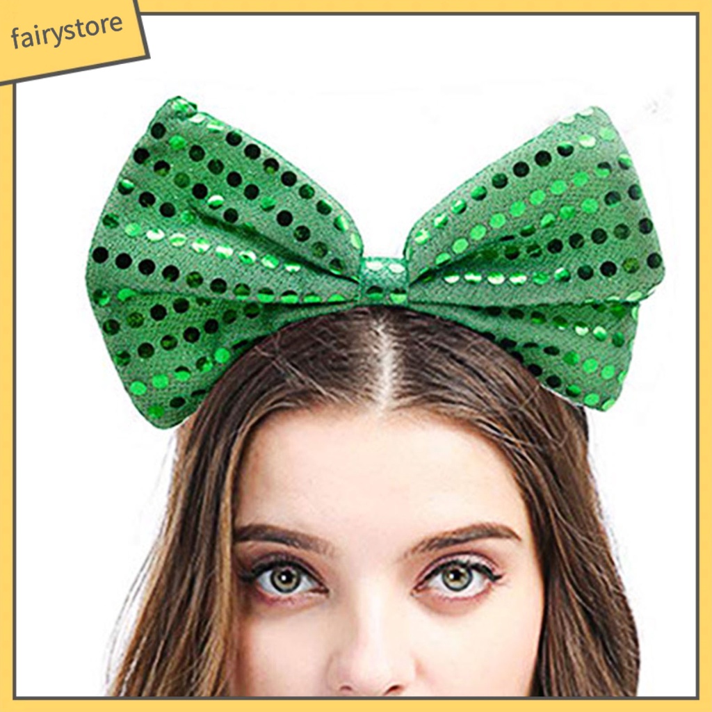 Băng Đô Cài Tóc Hình Nón Đính Nơ Lấp Lánh Cho Ngày Thánh Patricks