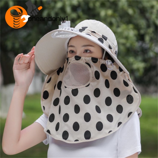 Mũ Chống Nắng Kèm Quạt Bảo Vệ Cổ Chống Tia Uv Có Thể Sạc Lại Dùng Khi Leo Núi