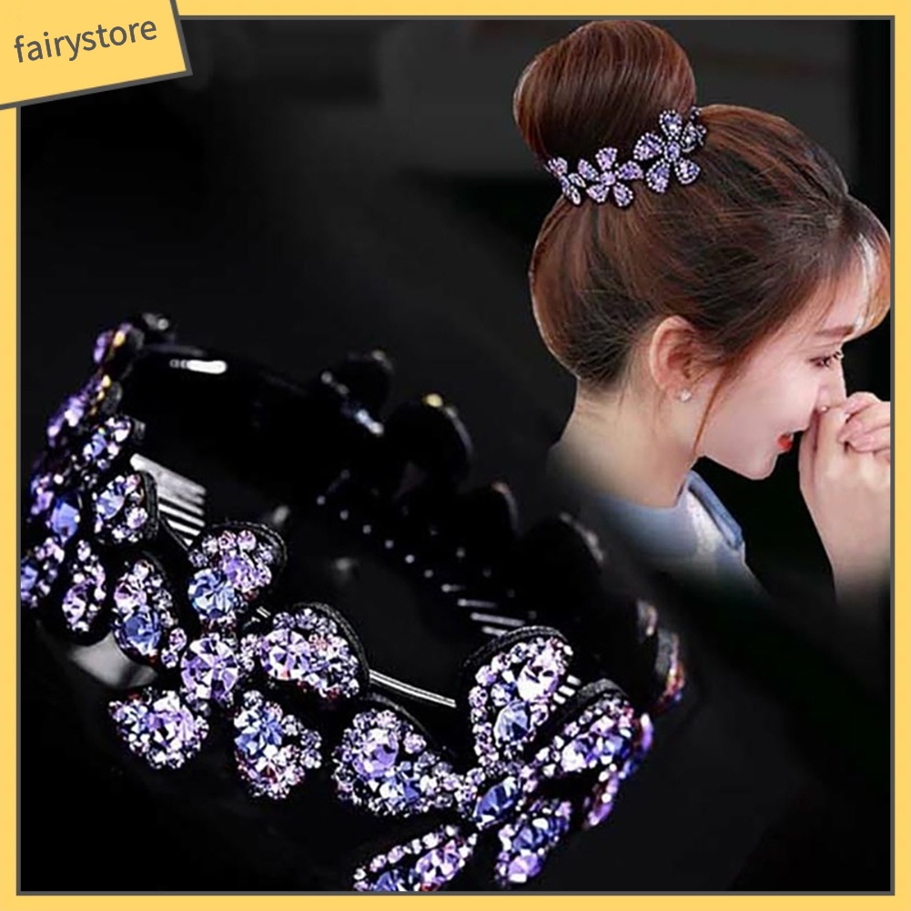 Kẹp Tóc Xoắn Đính Đá Hình Hoa Lấp Lánh Cho Nữ