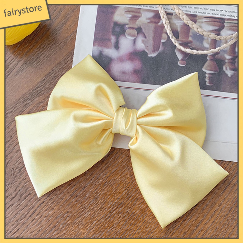 Kẹp Tóc Nơ Satin Trơn Mịn Trang Trí Xinh Xắn Cho Nữ