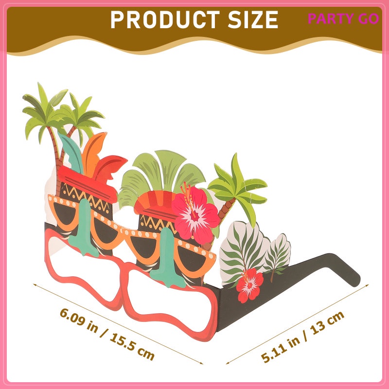 Set 24 Mắt Kính Bằng Giấy 15.5X13X12CM Phong Cách Hawaii Độc Đáo