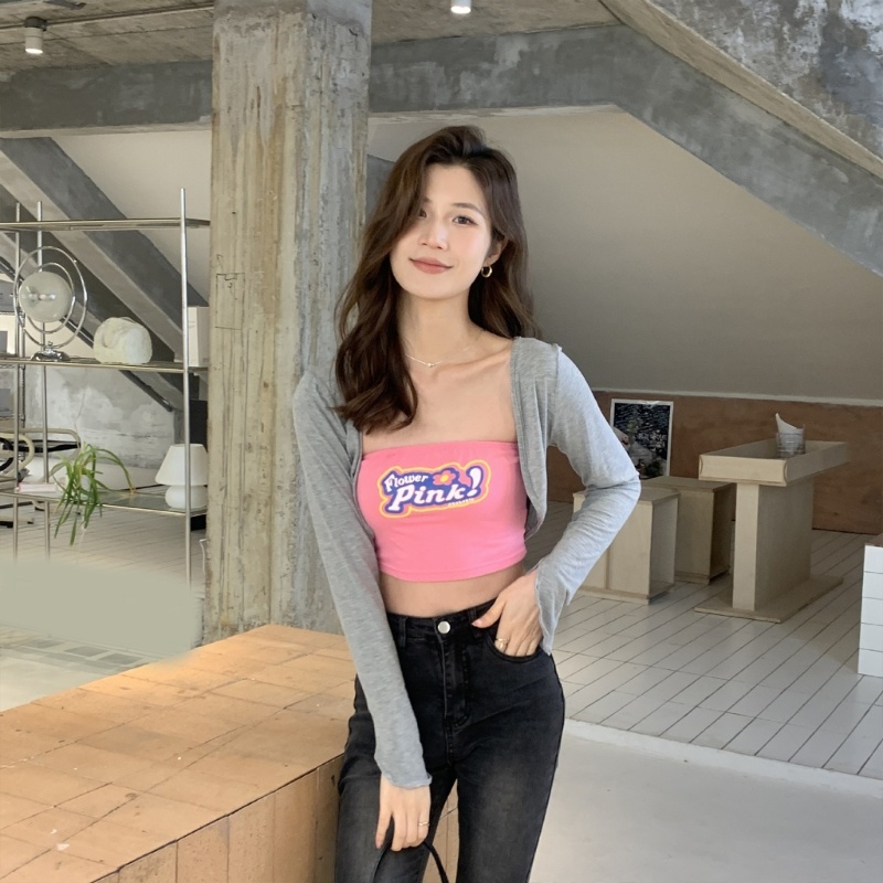 Xiangbao Áo Khoác Crop Top Có Thể Mở Được Thời Trang Mùa Hè Giản Dị Dành Cho Nữ