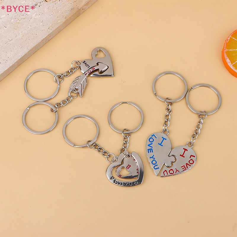 1 Cặp Móc Chìa Khóa Bằng Hợp Kim Kẽm Mạ Bạc Hình Trái Tim Sáng Tạo Mới