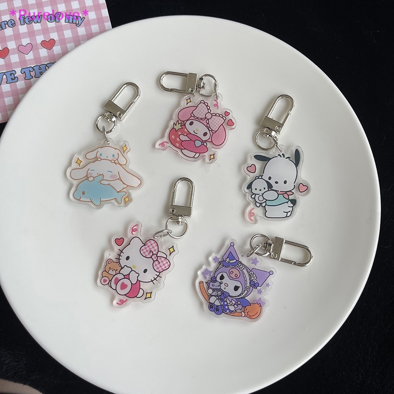 Móc Chìa Khóa Bằng Acrylic Hình Nhân Vật Hoạt Hình Sanrioed Kitty Melody Kuromi Cinnamoroll Dễ Thương Mới