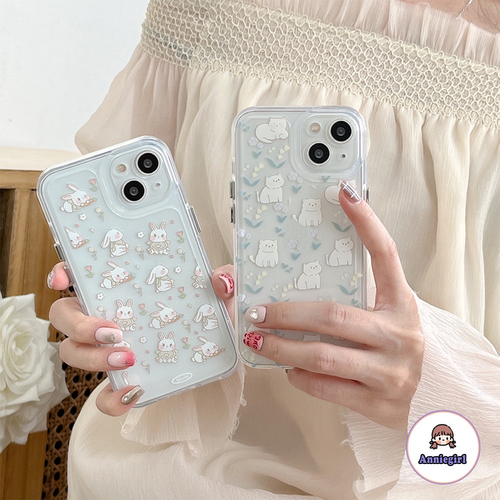 Ốp Điện Thoại TPU Mềm Họa Tiết Thỏ Và Hoa Mùa Hè Cho IPhone 11 14 Pro Max 13 Pro Max 12 IPhone X XS XR 7 8 Plus