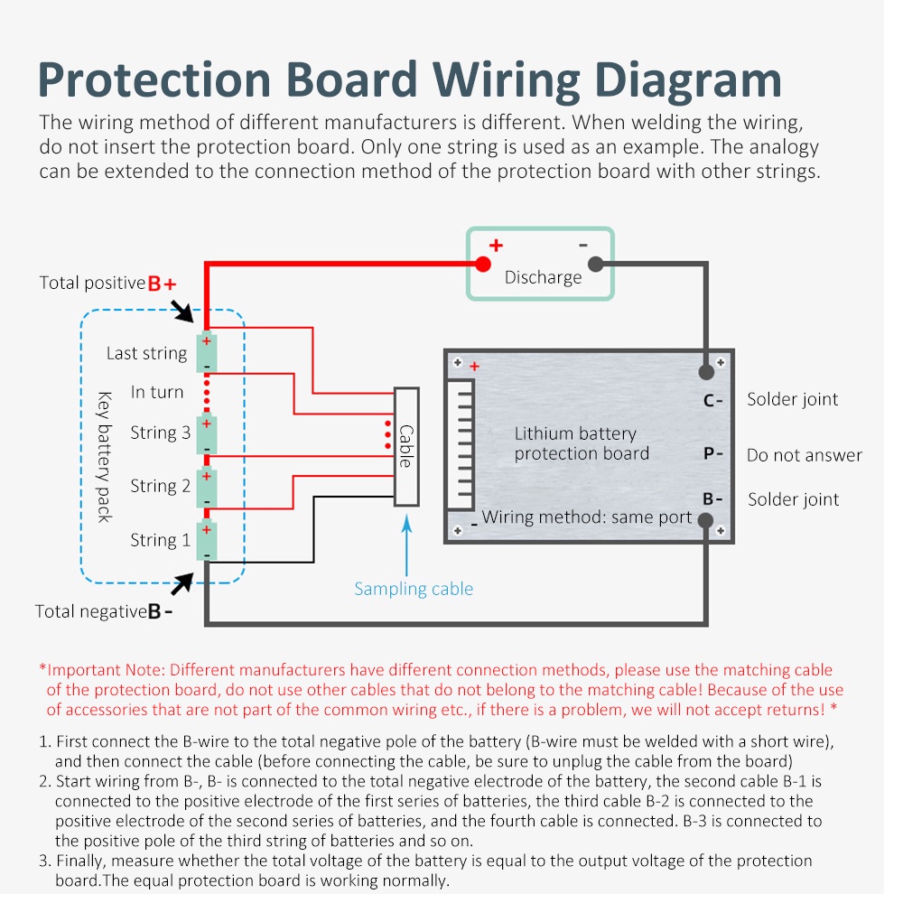 Bảng Mạch Bảo Vệ Pin Li-ion Lithium 18650 VOKTTA BMS 13S 48V 15A Lmo