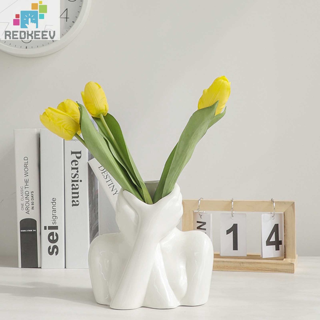 Bình Hoa Bằng Sứ Hình Cô Gái Thủ Công Nghệ Thuật Dùng Trang Trí