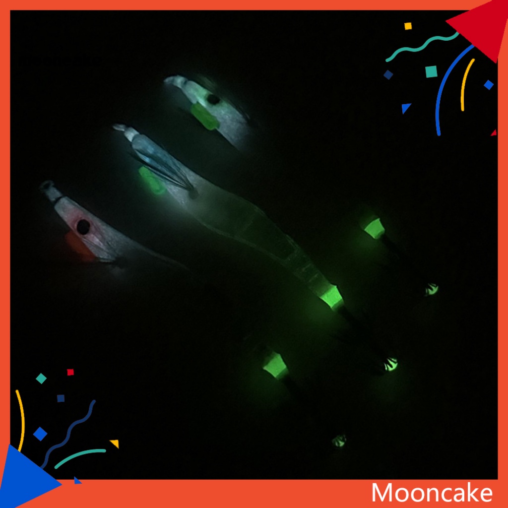 &lt; Mooncake &gt; Mồi Câu Cá Giả Hình Mực Phát Quang UV Bằng Kim Loại