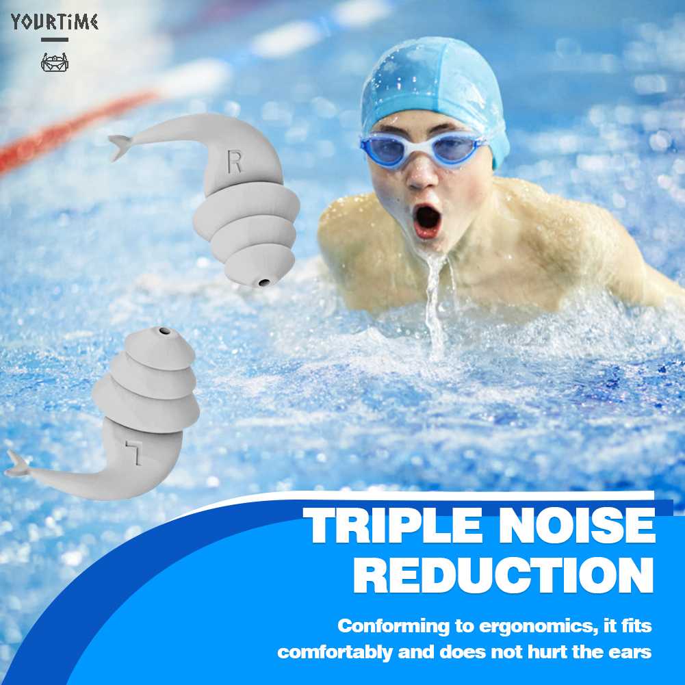 Nút Bịt Tai 3 Lớp Bằng Silicone Nhỏ Gọn Dùng Khi Đi Bơi