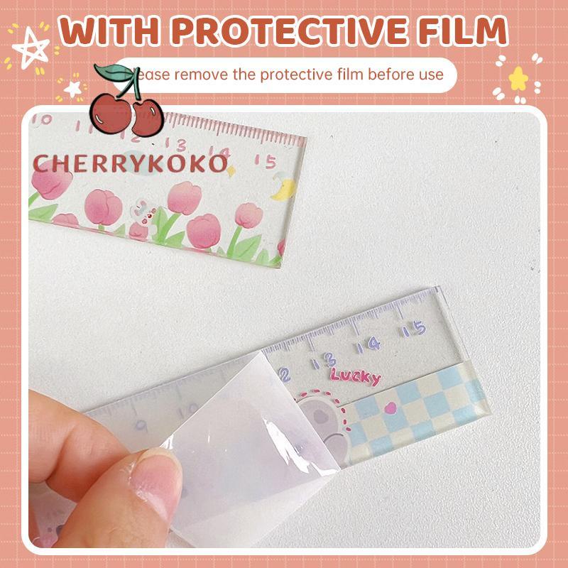 🍒🍒CHERRYKOKO Thước kẻ mica trong suốt in hình dễ thương