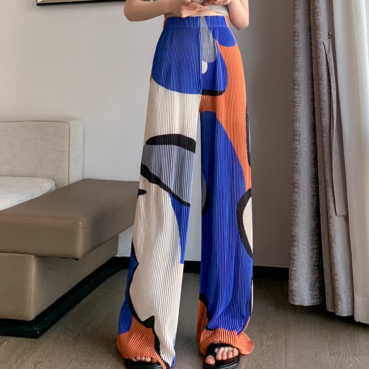 Quần Ống Rộng Lưng Cao Màu Sắc Tương Phản Thời Trang Mùa Hè Cho Nữ