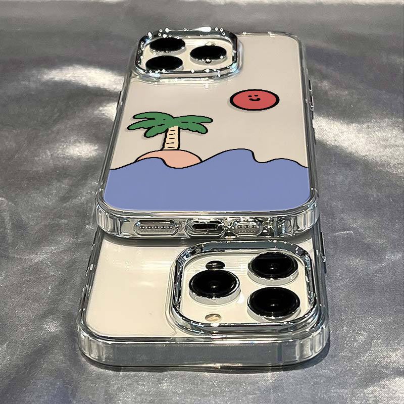 ✅Ốp Điện Thoại Mềm Chống Sốc Họa Tiết Cây Dừa Đơn Giản Cho Iphone 11 12 14Pro 7 8 13