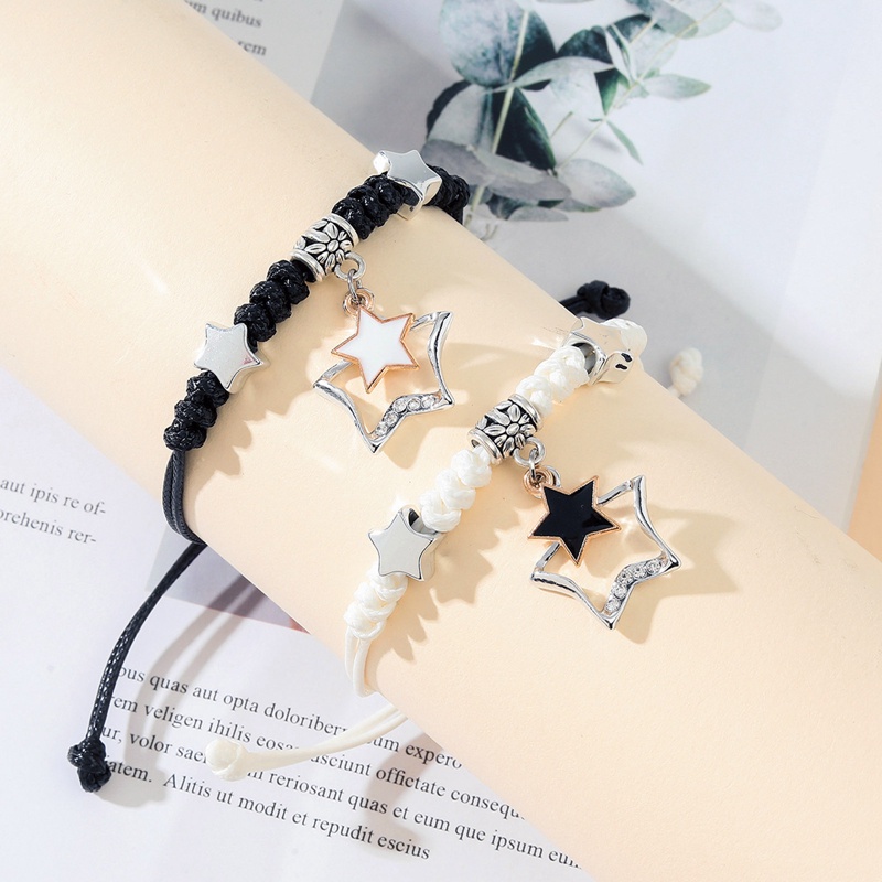 Ygt Set 2 Vòng Tay Dây Bện Ngôi Sao Năm Cánh Bán Chạy Mujer Pulsera Cho Cặp Đôi