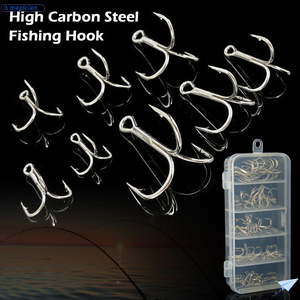 Set 50 Lưỡi Câu Cá Kích Thước 2 / 4 / 6 / 8 / 10# Hộp Đựng Dụng Cụ Câu Cá Trong Suốt Bằng Thép Carbon Cao Cấp