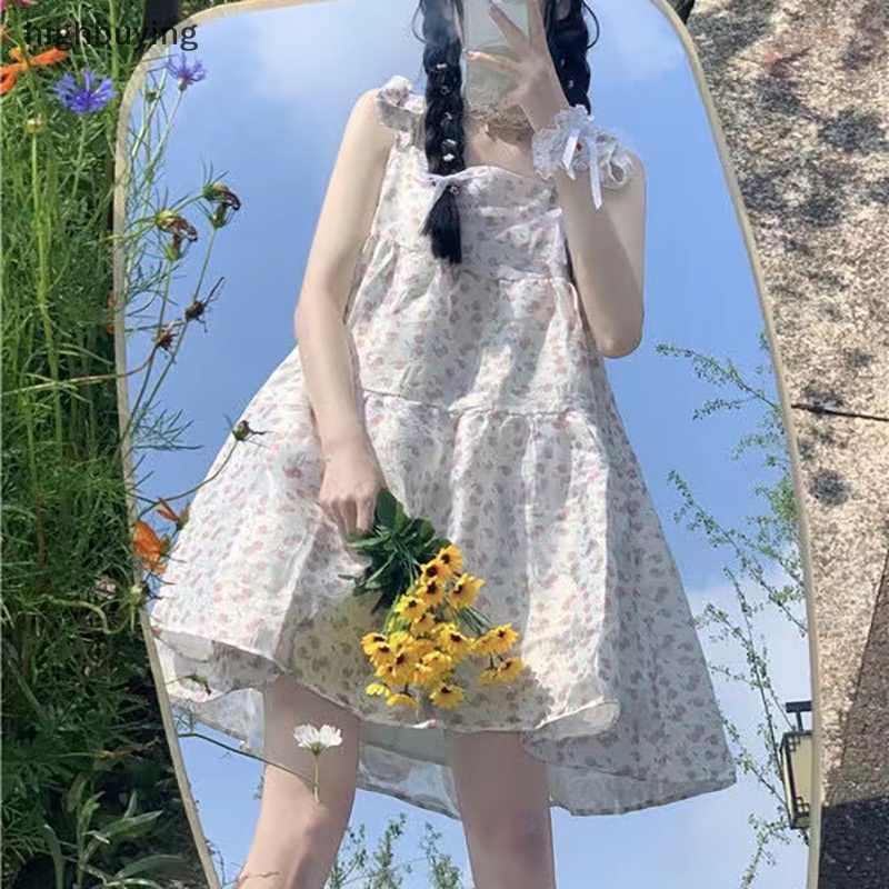 Đầm Hai Dây Dáng Chữ A Họa Tiết Hoa Ngọt Ngào Thời Trang Mùa Hè Hàn Quốc 2023 Mới