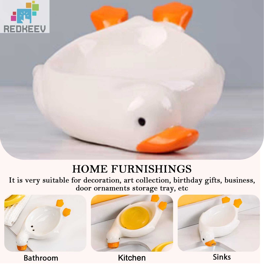 Khay Đựng Xà Phòng Bằng Sứ Hình Vịt Có Thể Ráo Nước Sắp Xếp Gọn Gàng Cho